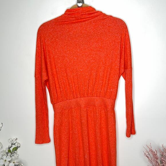 ANTHROPOLOGIE x DAILY PRACTICE Draped Cowl Neck Maxi Dress Orange Sz S {V24} - Picture 4 of 8